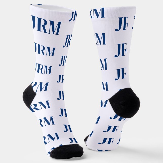 Chaussette N'importe quelle couleur - 3 Motifs Monogrammes (Angulaire)
