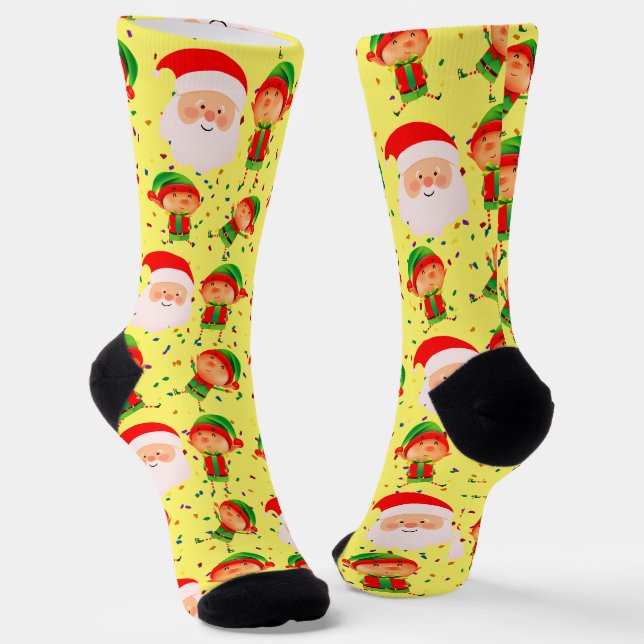 Chaussette Noël au Père Noël et aux elfes Noël (Angulaire)