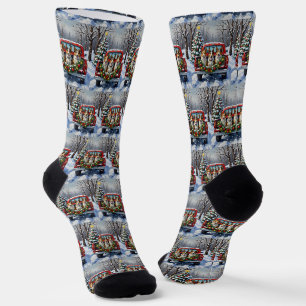 Chaussette Noël camionnette rouge énergique Kelpie australien