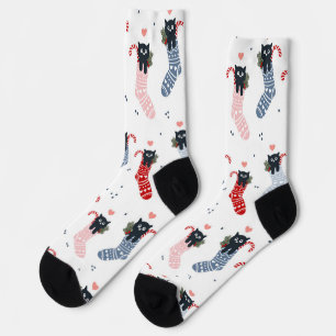Chaussette Noël Chat de Noël Stockage Novelty fun Mignonne