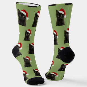 Chaussette Noël Chat Minou Noir Personnalisé 