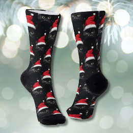 Chaussette Noël Chat noir Père Noël drôle