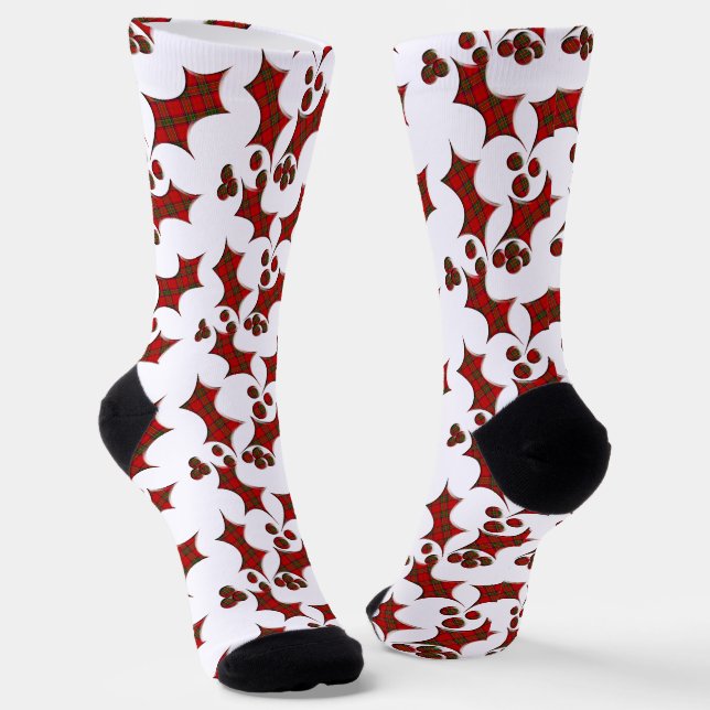 Chaussette Noël de Plaid Holly et Berries (Angulaire)