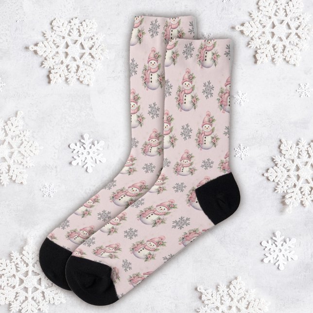 Chaussette Noël des motoneiges d'hiver rose (Créateur téléchargé)