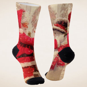 Chaussette Noël d'hiver du Père Noël vintage