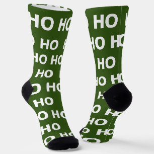 Chaussette Noël drôle Ho Ho Ho Green White Holiday
