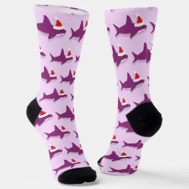 Chaussette Noël du Père Noël du requin pourpre