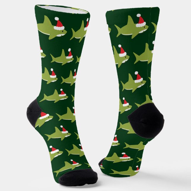 Chaussette Noël du Père Noël du requin vert (Angulaire)