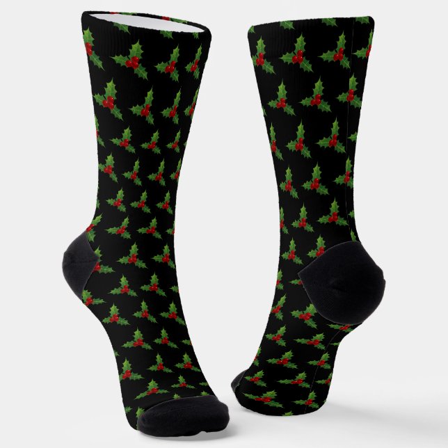Chaussette Noël Holly Motif Noir (Angulaire)