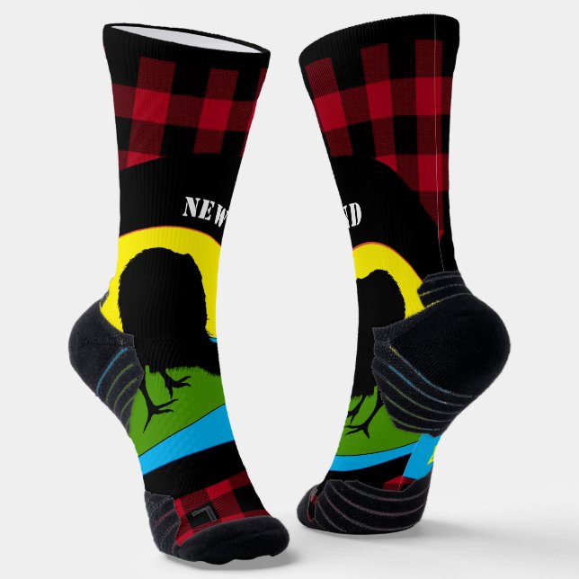 Chaussette Noël Kiwi Bird Nouvelle-Zélande, Red Buffalo Plaid (Angulaire)