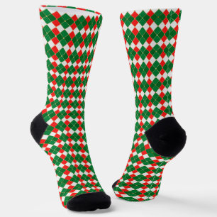 Chaussette Noël or rouge vert rouge blanc Jacquard plaid