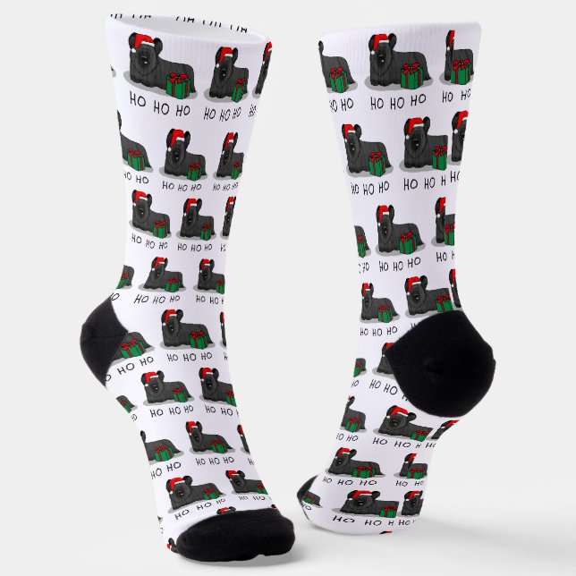 Chaussette Noël Père Noël Casquette Skye Terrier (noir) (Angulaire)