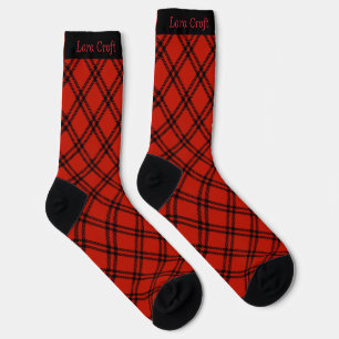 Chaussette Noël personnalisé carreaux noirs et rouges
