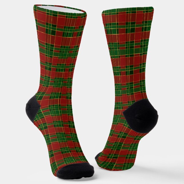 Chaussette Noël plaid or rouge vert traditionnel élégant (Angulaire)