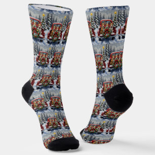 Chaussette Noël Rat Terrier Camion Rouge Fêtes