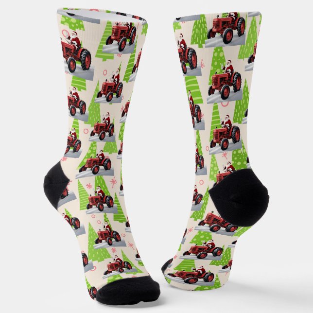Chaussette Noël Red Tractor Père Noël Festive Holiday (Angulaire)