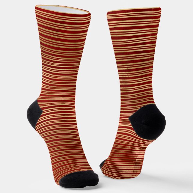 Chaussette Noël rouge or mignon sucre de canne rayures motif (Angulaire)