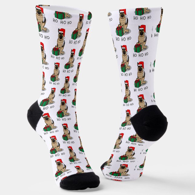 Chaussette Noël Santa Hat Allemand Berger Chien mignonne (Angulaire)