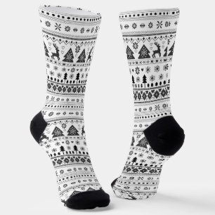 Chaussette Noël scandinave noir et blanc