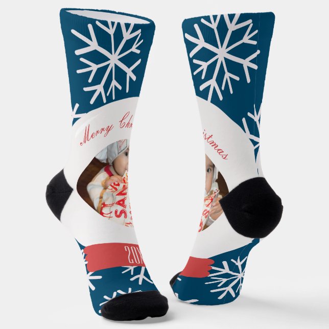 Chaussette Noël Snowglobe Snowflakes Photo (Angulaire)