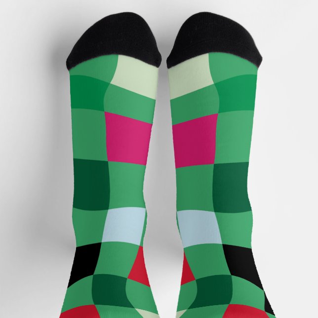 Chaussette Noël Tartan moderne coloré (Haut)