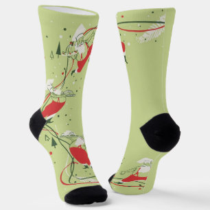 Chaussette Noël vintage, Père Noël chef avec dîner