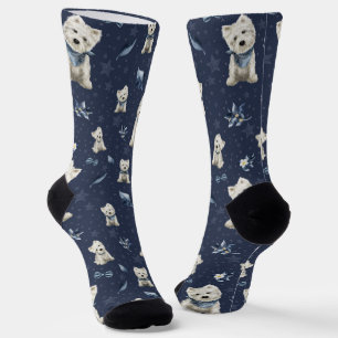 Chaussette Noël Westie blanc