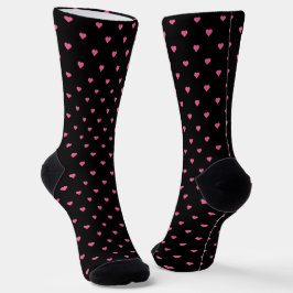 Chaussette noir avec coeur rose