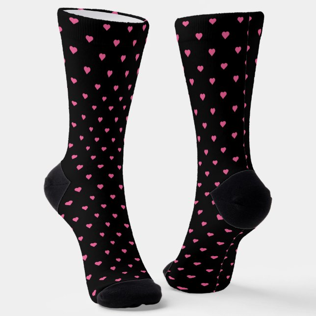 Chaussette noir avec coeur rose (Angulaire)
