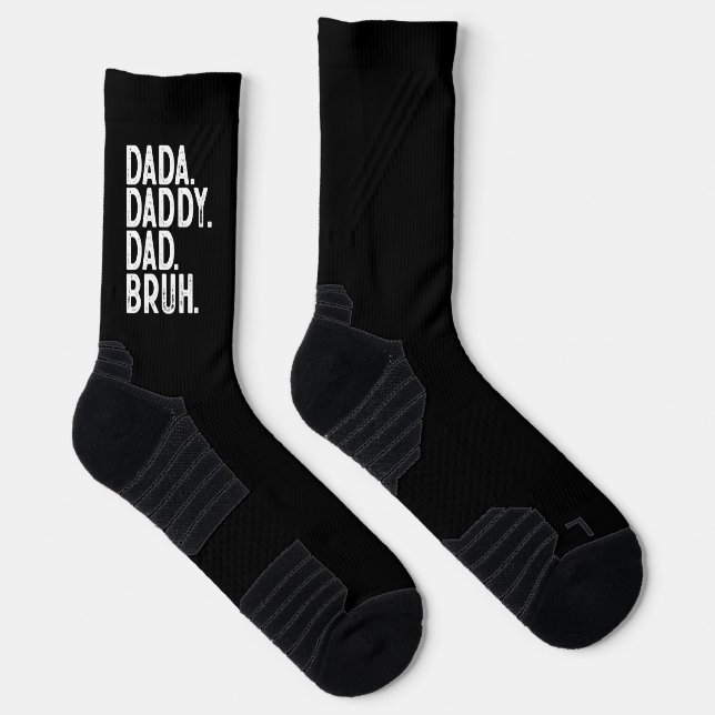 Chaussette Noir Blanc DADA DADDY DAD BRUH FÊTE DES PÈRES (Droite)