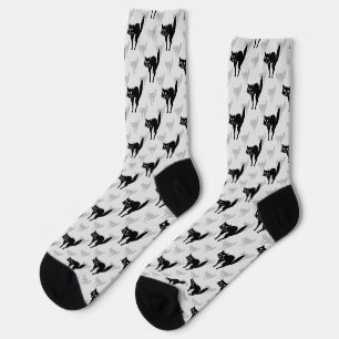 Chaussette Noir Chat Shadow Silhouette Motif Design