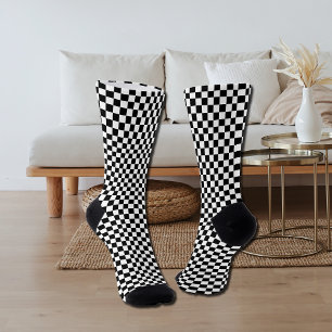 Chaussette noir et blanc - damier rétro