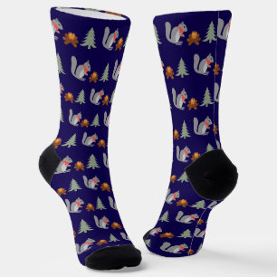 Chaussette Noisettes grillées d'écureuils de Noël sur feu de
