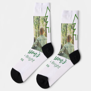 Chaussette Nom de famille vert sapin de Noël photo moderne