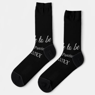 Chaussette Nom de la future mariée date noir blanc enterremen