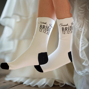 Chaussette Nom de la mariée Mariage Date Chaussettes nuptiale