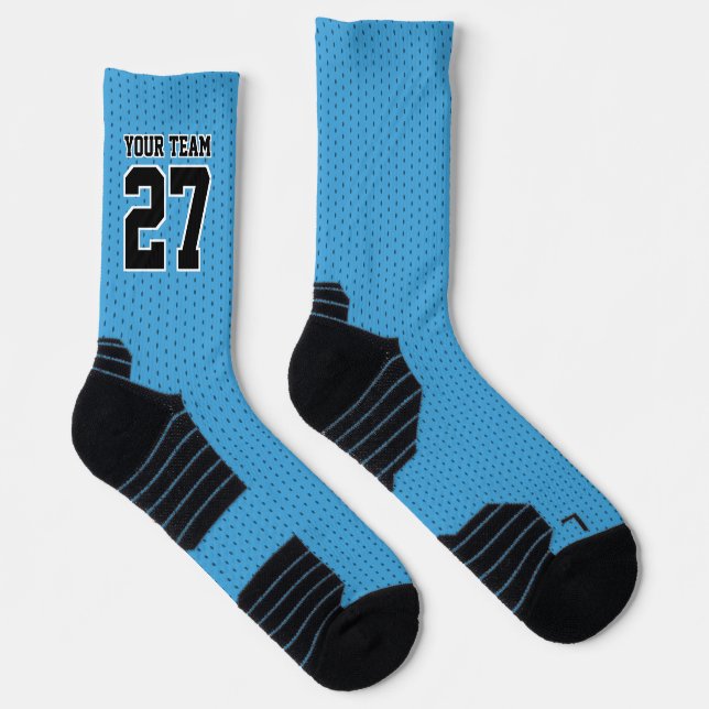 Chaussette Nom de l'équipe sportive Numéro Bleu noir pointill (Droite)