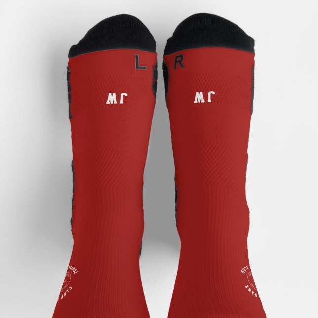 Chaussette Nom du club de football Logo Initiales Rouge (Haut)