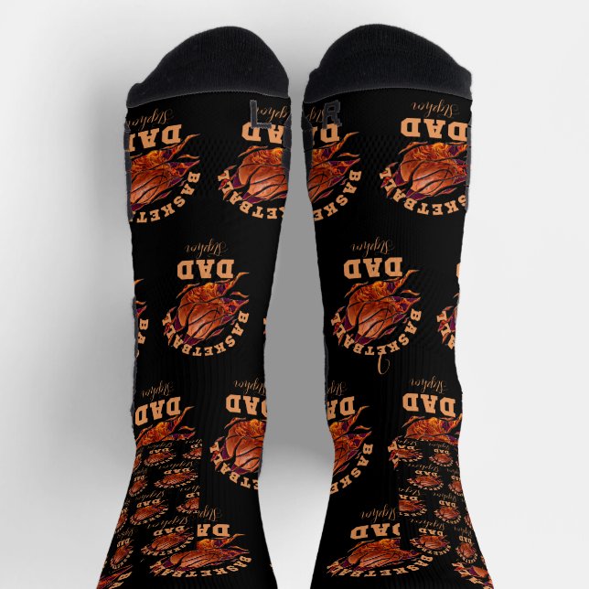 Chaussette Nom personnalisé basketball papa fête des pères (Haut)