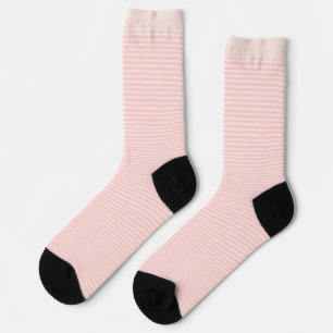 Chaussette Nom personnalisé beige rose poussiéreux pêche rayu