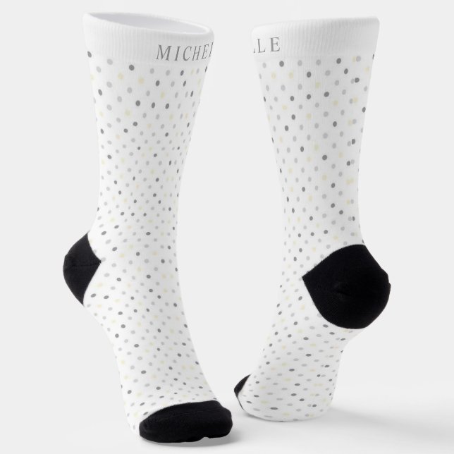 Chaussette Nom personnalisé Blanc clair gris foncé Pointe Pol (Angulaire)