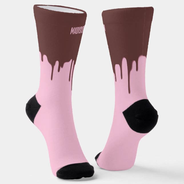 Chaussette Nom personnalisé Déchets de chocolat (Angulaire)