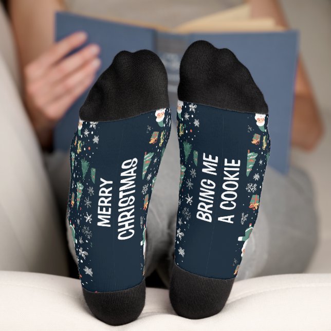 Chaussette Nom personnalisé et texte Noël Père Noël (Fond)