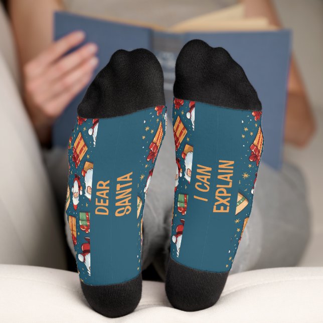 Chaussette Nom personnalisé et texte Noël Père Noël (Fond)