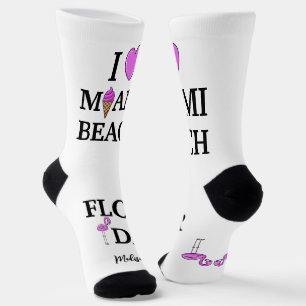 Chaussette Nom personnalisé mignon Miami Beach Floride