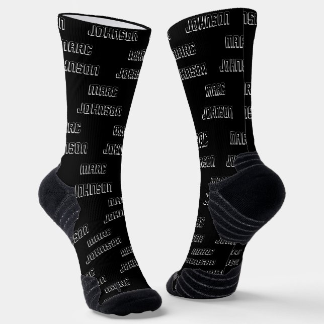 Chaussette Nom personnalisé moderne Motif noir et blanc (Angulaire)