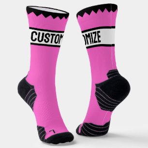 Chaussette Nom personnalisé ou texte rose pâle personnalisabl
