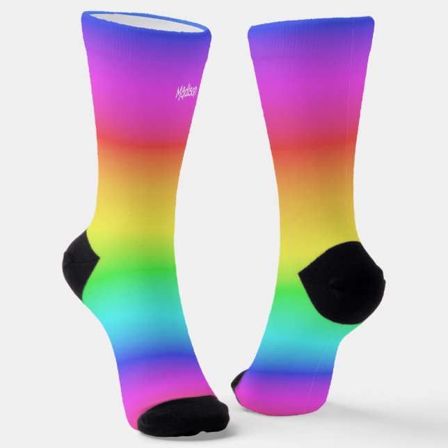 Chaussette Nom personnalisé Rainbow Gradient (Angulaire)