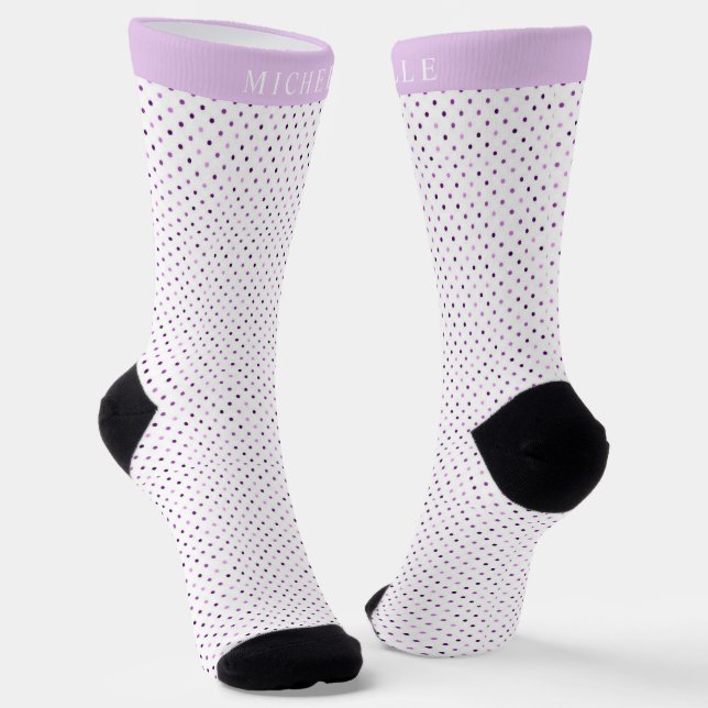 Chaussette Nom personnalisé White Light Purple Mince Pot Polk (Angulaire)