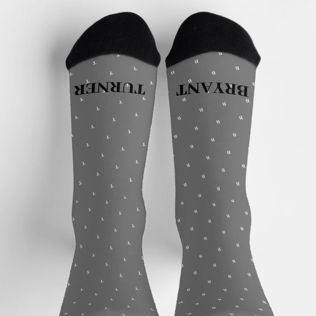 Chaussette Noms personnalisés Motif Chaussettes gris personna (Haut)